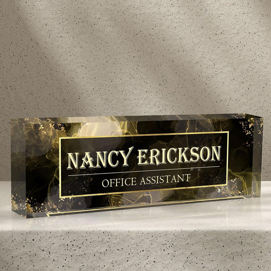 Acrylic Name Plate Personalized, Teacher Name Plates for Desks Classroom, Gifts for Teacher Boss Employee Appreciation Office Desk Decor (Gothic)