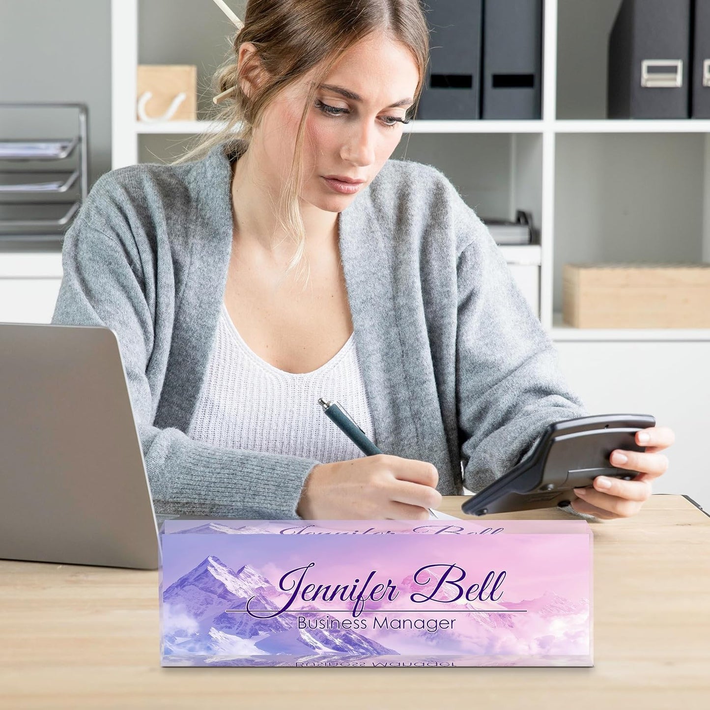 Personalized Name Plate for Desk, Custom Desk Name Plate, Acrylic Name Plate Office Desk Accessories, Personalized Office Gifts for Coworkers Teachers, Employee Appreciation Gifts (Himalayan)