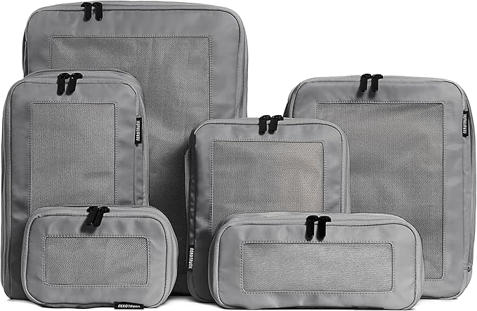 Compression Packing Cubes for Travel - Luggage Organizer Bags - Double Zipper Packing Cubes for Suitcases (6-Pack, Dark Grey)