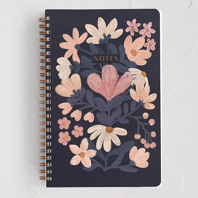 Minted Nostalgic Notebook, Writing Journal for Notes, Journaling & Planning, Durable Paper Cover, Vintage Floral Unique Design, Spiral Bound Journal Notebook with 160 Lined Pages, 5.5" x 8.5"