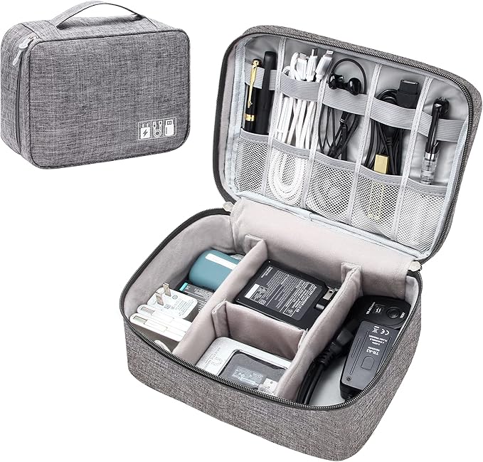 Electronics Organizer Travel Universal Cable Organizer Bag Waterproof Electronics Accessories Storage Cases for Cable, Charger, Phone, USB, SD Card, Hard Drives, Power Bank, Cords