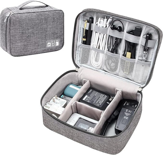 Electronics Organizer Travel Universal Cable Organizer Bag Waterproof Electronics Accessories Storage Cases for Cable, Charger, Phone, USB, SD Card, Hard Drives, Power Bank, Cords
