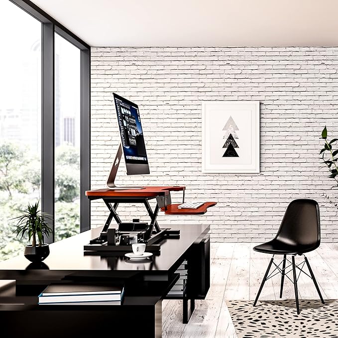 VERSADESK 48 Inch Electric Height Adjustable Ergonomic Desk Converter, PowerPro™ Height Standing Desk Riser, Keyboard Tray, Built-in USB Charging Port, Sit Stand Workstation, Hold 80 lbs, Cherry