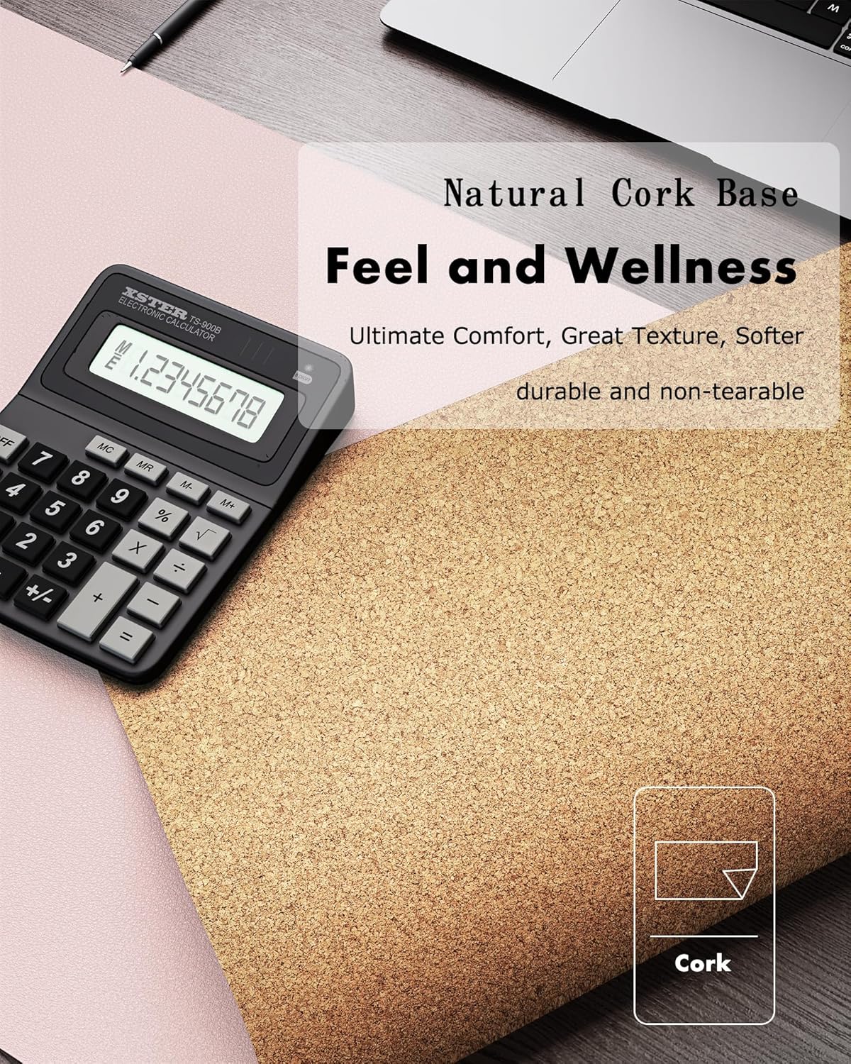 YSAGi Double-Sided Desk Pad, 35.4"x17"Leather Desk Mat, Eco Cork Desk Pad Protector,Large Mouse Pad,Waterproof Desk Blotter for Office/Home(Pink)