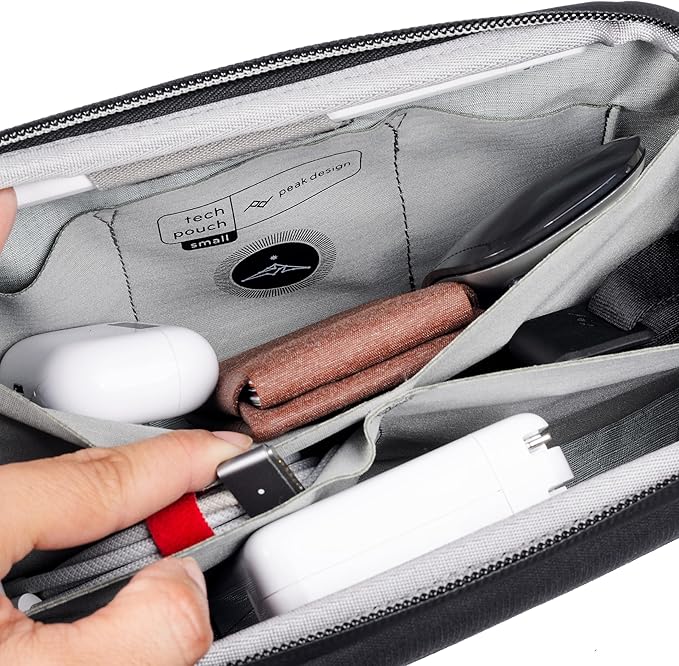 Peak Design Small Tech Pouch, Coyote, Electronics Organizer for Travel or Everyday Carry, Origami-Style Storage, Cable Pass-Through, Weatherproof, Gear Carry Bag for Men and Women