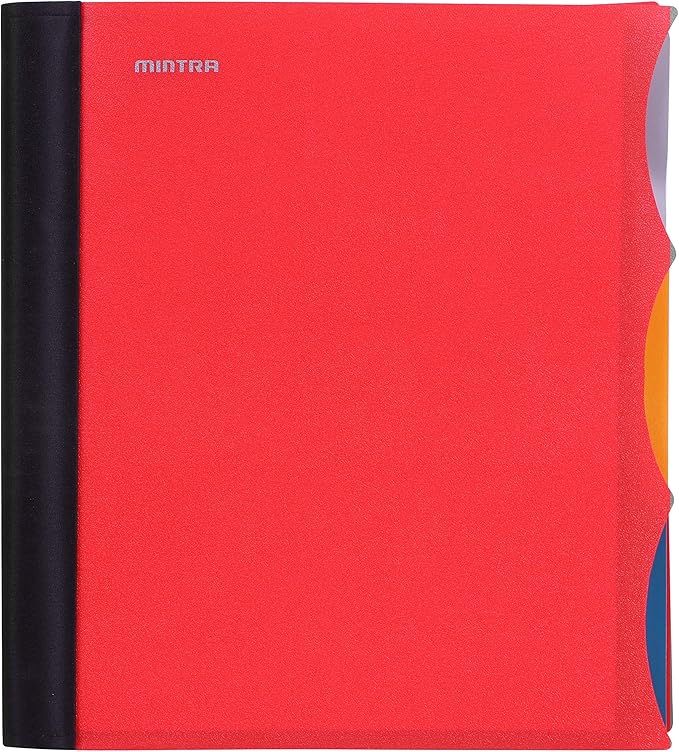 Mintra Office Durable PREMIUM Spiral Notebook, ((Red, 3 Subject, 8.5in x 11in)), Fabric Covered Coils, No Snags, Removable Adjustable Pocket Dividers, Ruler, Organization, Customizable