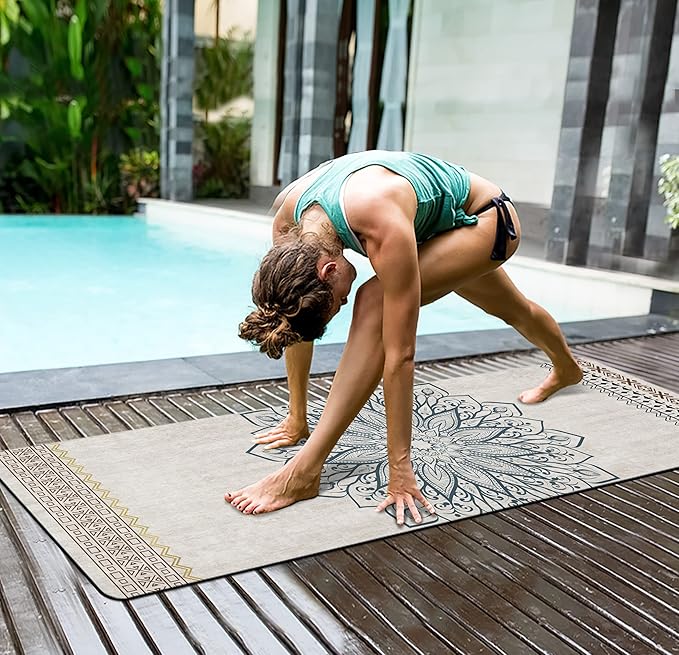 nuveti Yoga Mat Print Extra Thick TPE Non Slip Fitness Exercise Mat with Carrying Bag,72"x24" Extra Thick 6MM Exercise & Workout Mat for Yoga, Pilates Fitness and Floor Exercises