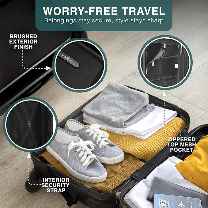 28 Inch Luggage with Spinner Wheels, Hard Shell Suitcase with TSA Locks for Luggage, Travel Large Suitcase, Expandable Hard Shell Suitcases, Black