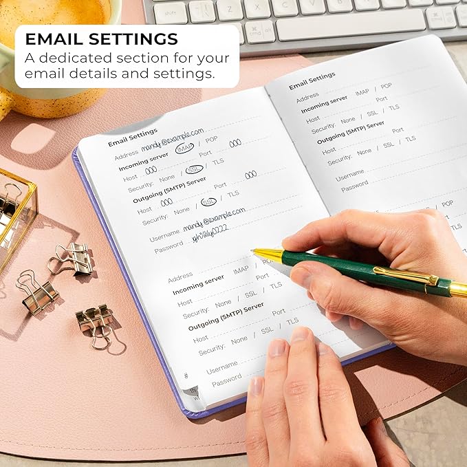 Clever Fox Password Book with alphabetical tabs. Internet Address Organizer Logbook. Medium Password Keeper for Website Logins (Lavender)