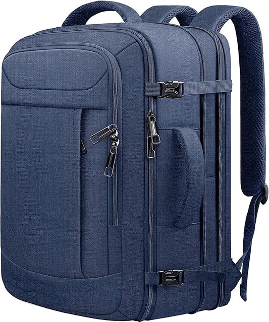 55L Travel Backpack, Extra Large Laptop Backpack, Carry On Backpack, Expandable 50L - 60L Large Luggage TSA Flight Approved Anti-Theft Laptop Bag, 18.4 Inch Business Weekender Bag For Men, Blue