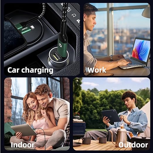 USB C for iPhone Cable, 66W 4 in 1 Charging Cable 4.4FT, Chubby USB A/C to C/liging with Light for iPhone 16e 16 15 14 Pro/MacBook/iPad/Samsung S25/Switch 2, Multi Chargers for All Devices