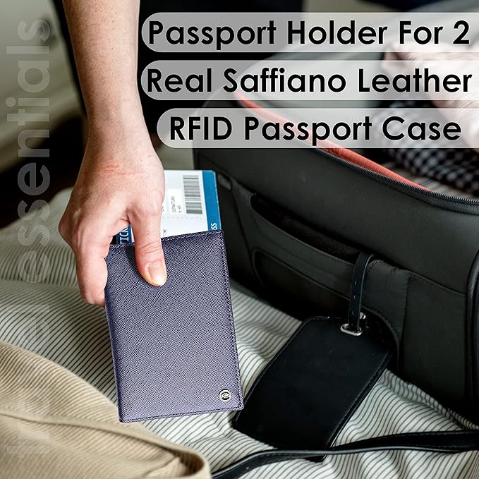 2 Passport Holder - Travel Essentials, RFID Blocking Wallet Credit Card Organiser, Plain Accessories Slim Cover For Men & Women