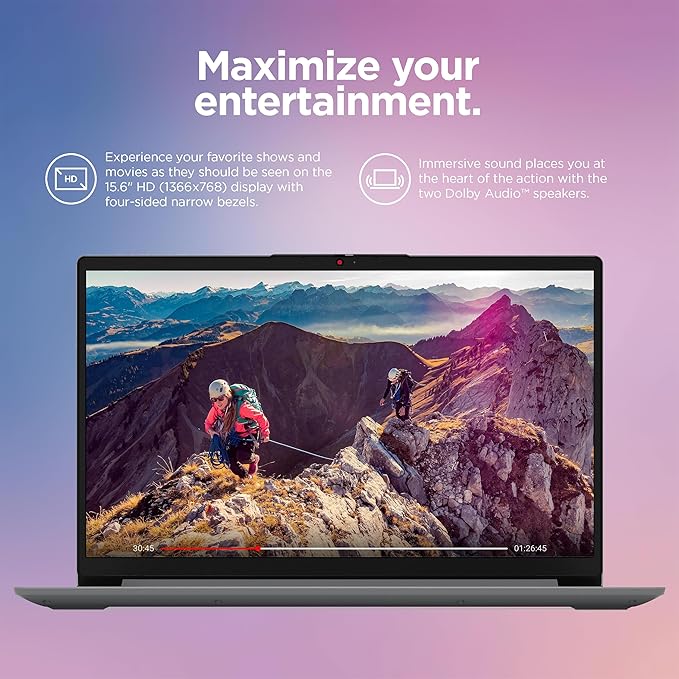 Lenovo IdeaPad Laptop Computer 2025, 15.6" Display, 12GB RAM, 1.1TB Storage (500GB SSD + 128GB eMMC + 500GB Ext), Intel Dual Core Processor, Long Battery, MarxsolAccessory, 1 Year Office 365, Win 11