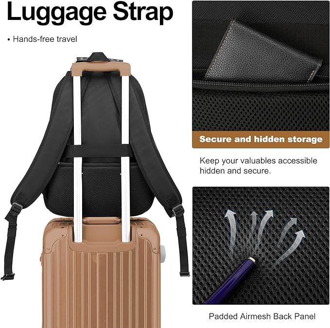 Boavan Laptop Backpack for men, 15.6 inch Laptop Bag with USB Port, Waterproof Travel Work Backpack Purse, Anti-Theft Teacher Nurse Doctor Casual Bookbags Office Business backpack，Black