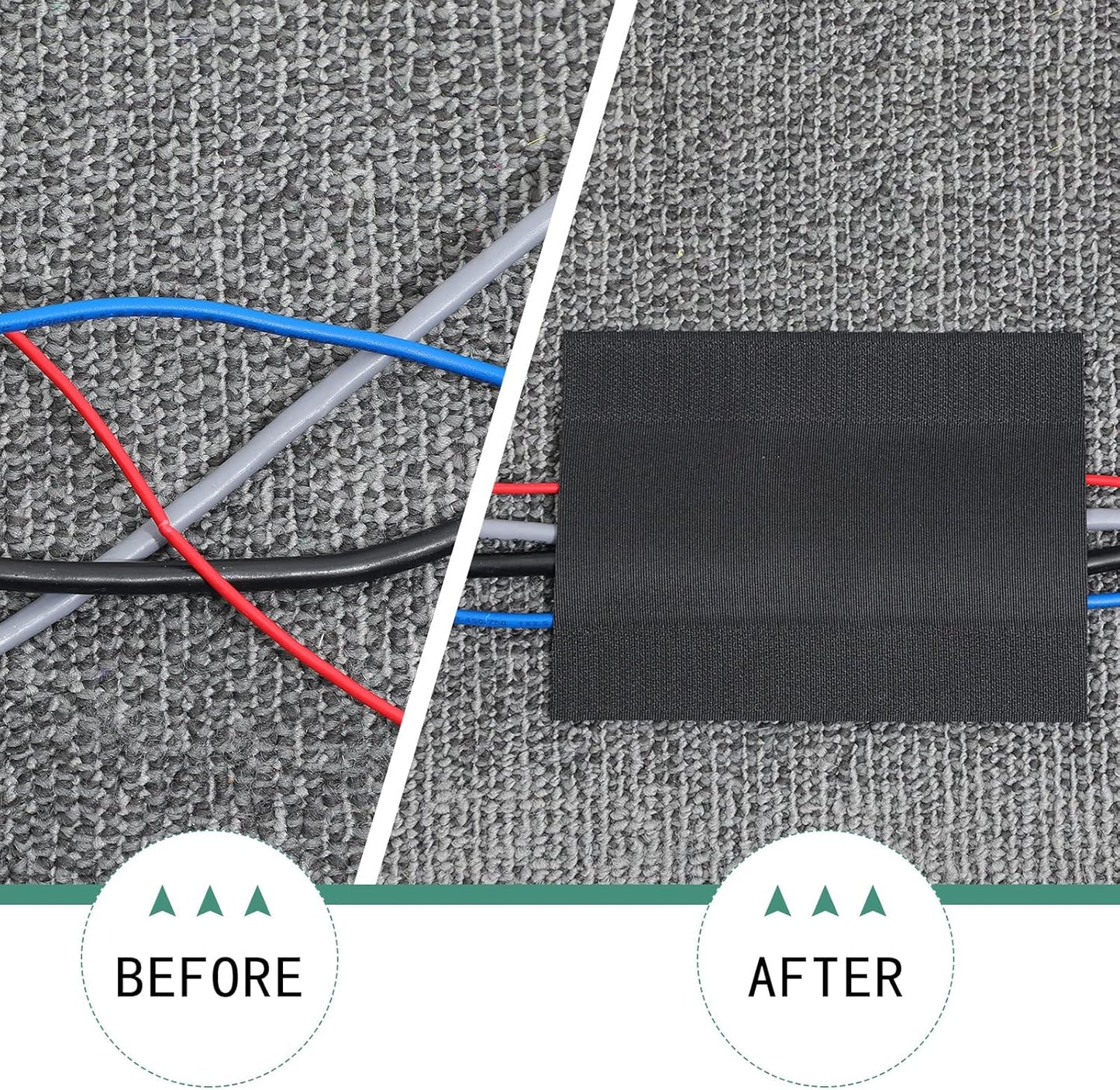 WILLBOND Carpet Cord Cover Cable Grip Floor Cover Cable Protector Management Only for Commercial Office Carpet(Black,98.43 ft)