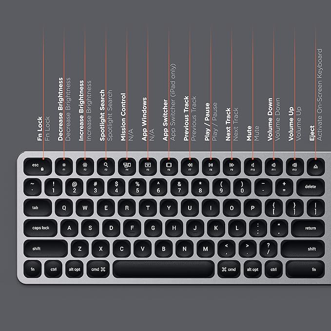 Satechi Aluminum Wireless Keyboard with Numeric Keypad – for MacBook Pro, MacBook Air, iPad Pro, iMac and More