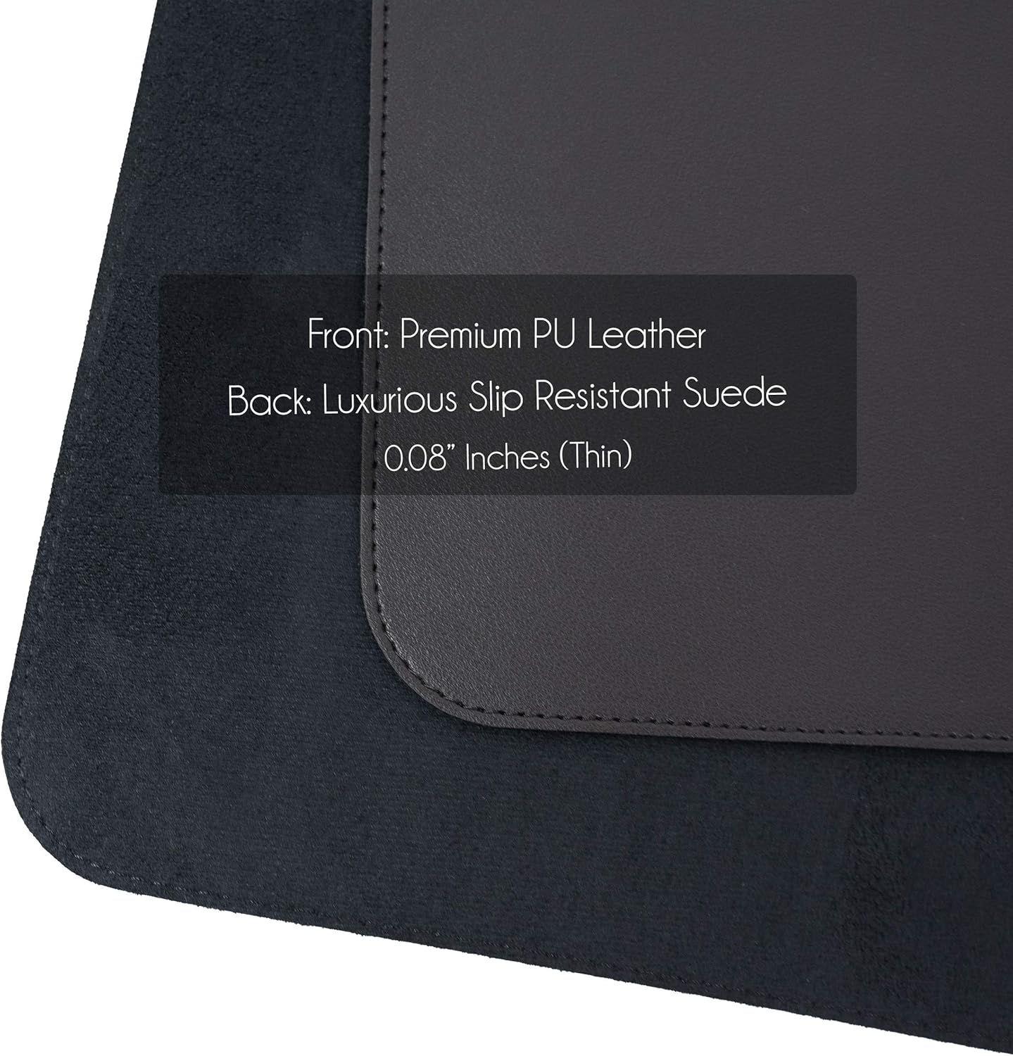 Vine Creations Leather Desk Mat 24" x 17", Desk Protector, PU Leather Desk Pad, Non Slip Small Desk Pad Mat, Desk Blotter, Desk Pads on Top of Desks, Home or Office Small Desk Mat (Black)