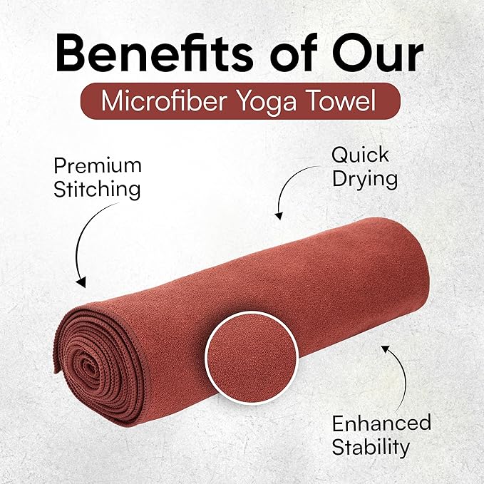 Yoga Mat Towel - Double Sided Microfiber Yoga Towel - Sweat Absorbent Non Slip Hot Yoga Towel - Lightweight, Quick Drying Pilates and Bikram Sweat Towel - 73''L x 26''W, Sedona
