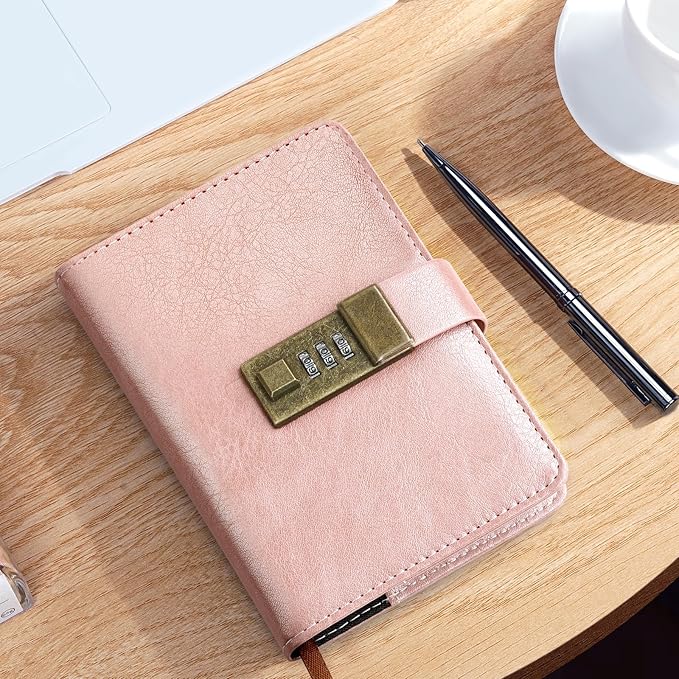 WEMATE Password Book with Lock, Password Book with Alphabetical Tabs 600+ Password Space,Password Organizer Logbook with Lock, Password Keeper for Computer & Website Logins 4.33 X 6.18 Inch Rose Gold