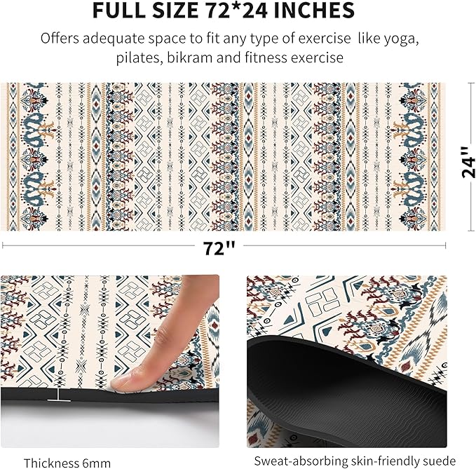 nuveti Yoga Mat Print Extra Thick TPE Non Slip Fitness Exercise Mat with Carrying Bag,72"x24" Extra Thick 6MM Exercise & Workout Mat for Yoga, Pilates Fitness and Floor Exercises