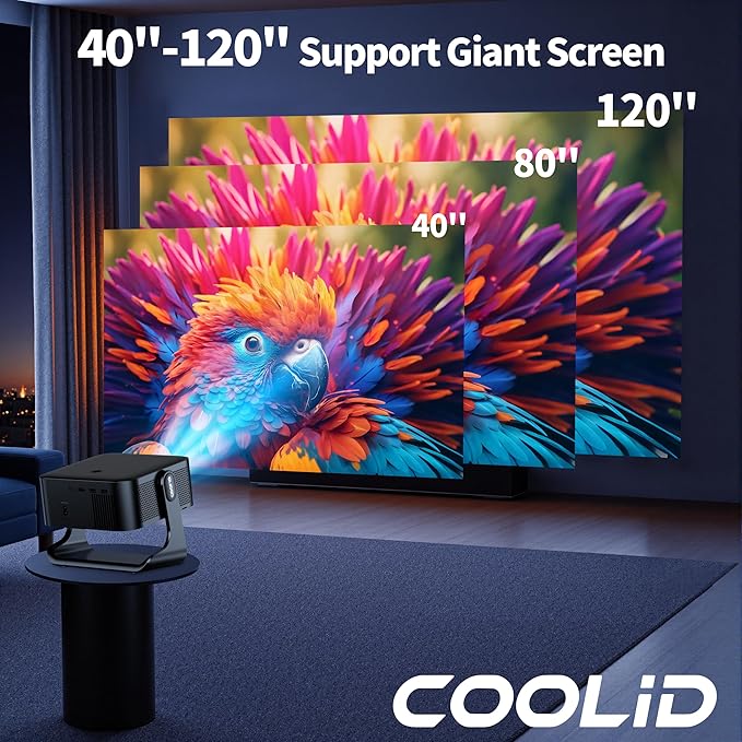 [Netflix-Licensed Projector] Projector 4K , 1080P Smart Mini Projector with WiFi & Bluetooth, Portable Outdoor Projector Auto Focus & Keystone, 270° Adjustable Stand for Home Movie Projector - Black