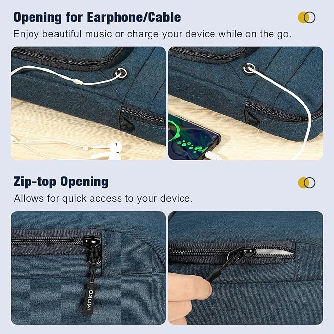 MoKo 12.9 Inch Tablet Sleeve Bag, Fits 13 Inch New iPad Pro M4 & Air M2 2024, iPad Pro 12.9 inch M2&M1, Galaxy Tab S9/S8 Plus 12.4", Multifunctional Bag with Shoulder and Headphone Port, Indigo