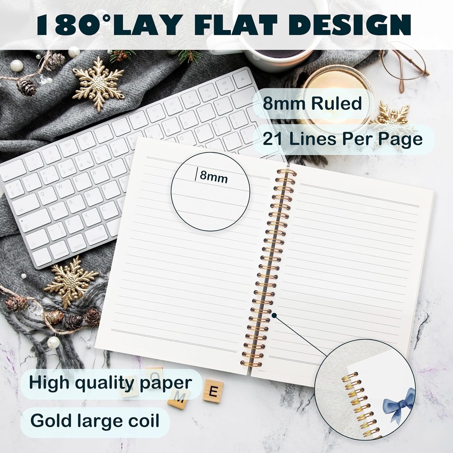 BearCake Love Like Jesus Christian Notebook Journal, Christian Gifts for Women, Blue Coquette Bow Cross Prayer Journal for Woman, Bible Journaling Hardcover Spiral Notebook 5.5x8.3