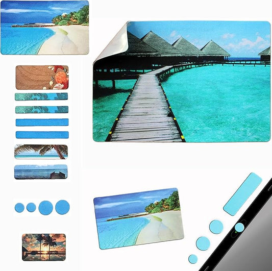 Webcam Covers + Adhesive Mouse Pad - Tablet Webcam Covers - Smart TV & for Every Size Webcam on Any Device - Reusable/Multi-use – Protect Your Privacy with Gecko (Beach + Mousepad)
