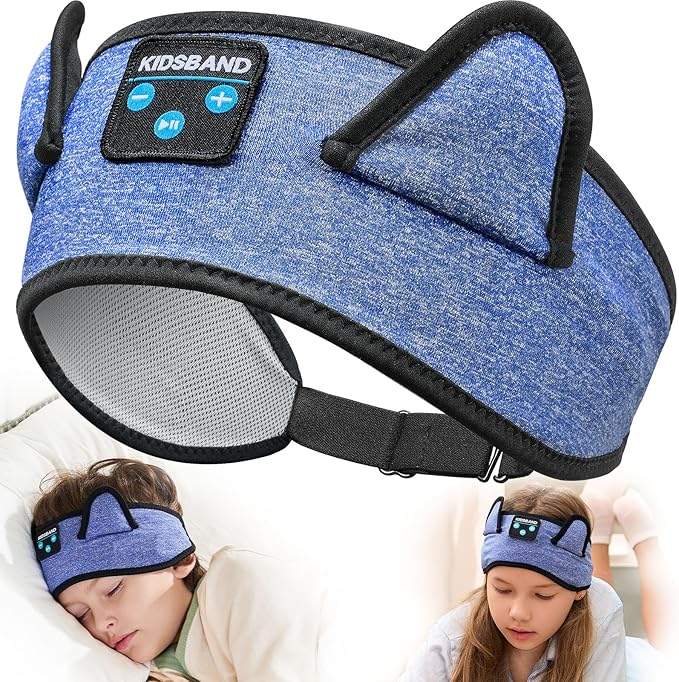 KIDSBAND Kids Headphones, Bluetooth Headphones for Kids with Adjustable Headband, 3.5 MM Jack for School, Foldable On-Ear Headset for Girls Boys Children, Kindle Tablet Cellphones Airplane Travel