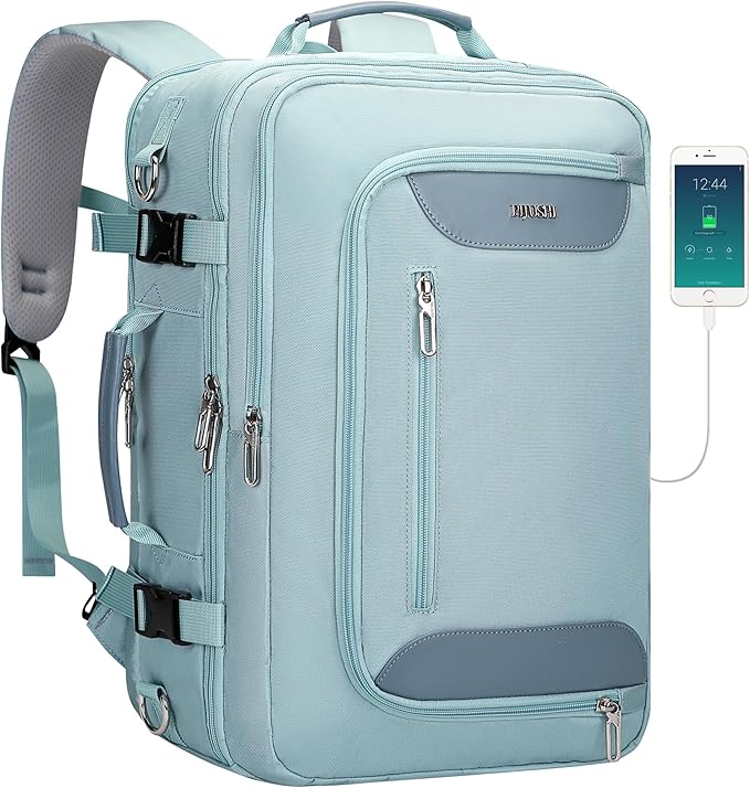 PIJUSHI Travel Backpack for Women Flight Approved Carry on Bag 16 inch Laptop Personal Item Daypack with Shoe Compartment(PE038 Blue)