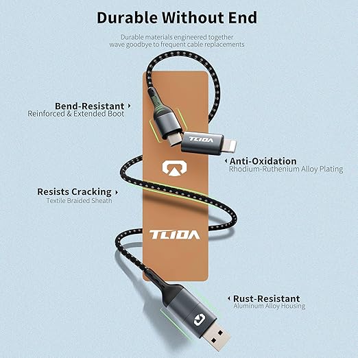 USB C for iPhone Cable, 66W 4 in 1 Charging Cable 4.4FT, Chubby USB A/C to C/liging with Light for iPhone 16e 16 15 14 Pro/MacBook/iPad/Samsung S25/Switch 2, Multi Chargers for All Devices