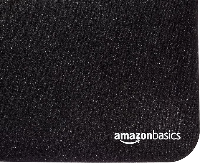 Amazon Basics Large Square Computer Mouse Pad, Cloth and Rubberized Base, 17.7L x 15.7W inches, Black