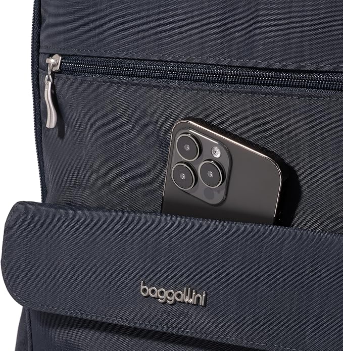 Baggallini Everyday Laptop Backpack - 11x15.5 Lightweight Water-Repellent Nylon Travel Bag w/Padded Laptop Sleeve & RFID