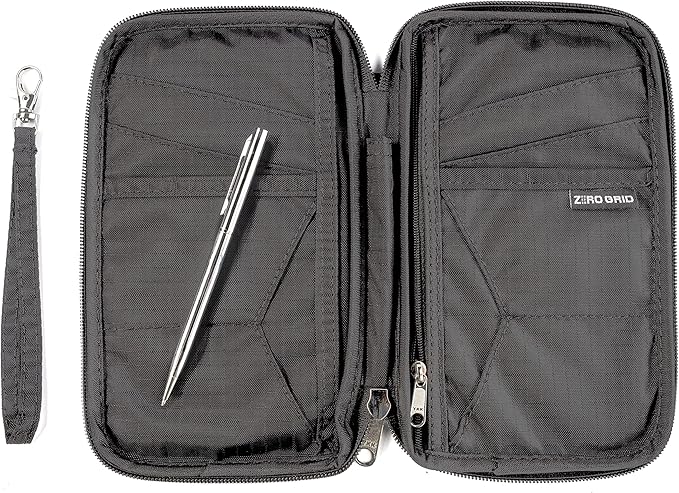 Passport Holder Family up to 6 Passports, Large Passport Wallet and Premium Travel Document Holder Organizer with RFID Anti-Theft Blocking - 7 Bonus RFID Blocking Sleeves - Shadow