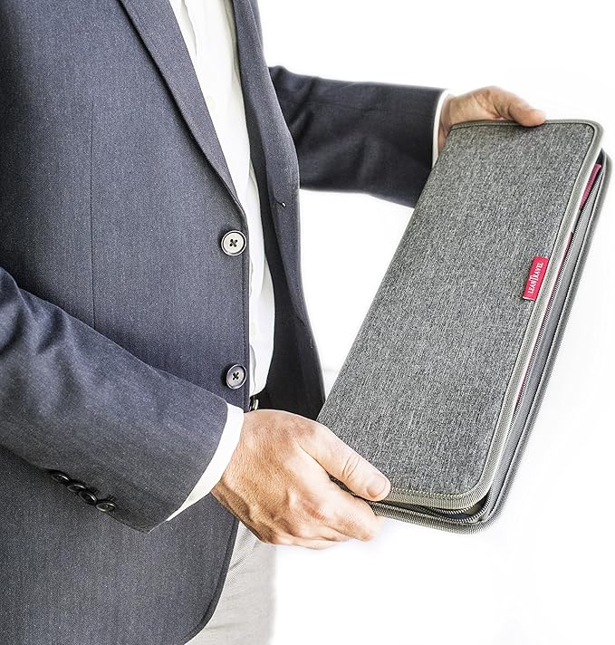 LeanTravel Tie Case Organizer for Travel with Storage Bag for Cufflinks, Color Grey